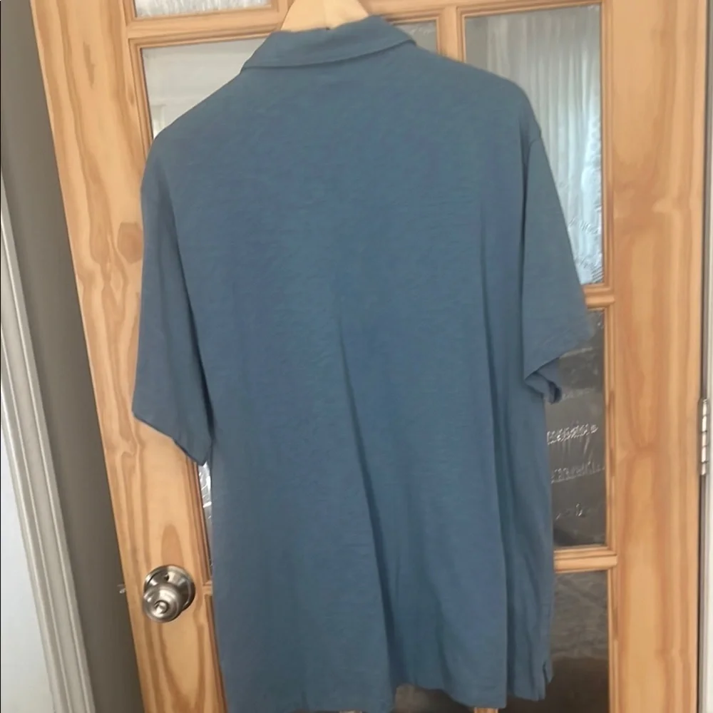 J. Crew Slub Cotton Blue Polo Shirt with Relaxed Fit XXL
